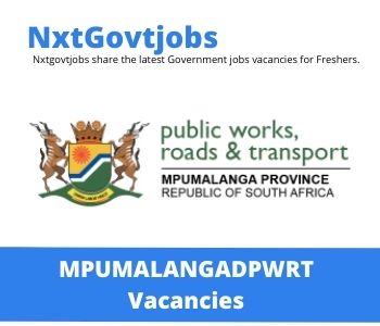 Department of Public Works Roads and Transport Road Worker Vacancies in Nelspruit 2023