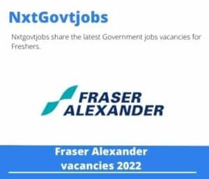 Fraser Alexander SHEQ Coordinator Vacancies in Witbank- Deadline 13 Sep 2023